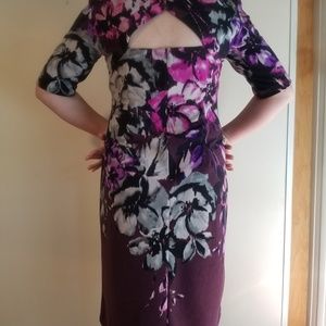 Purple Floral Dress - Holiday, Occasion, Work